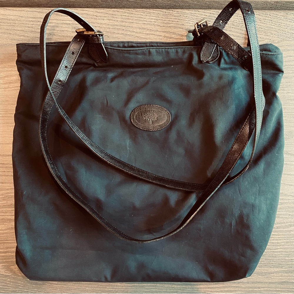 MULBERRY tote. Black with plaid interior